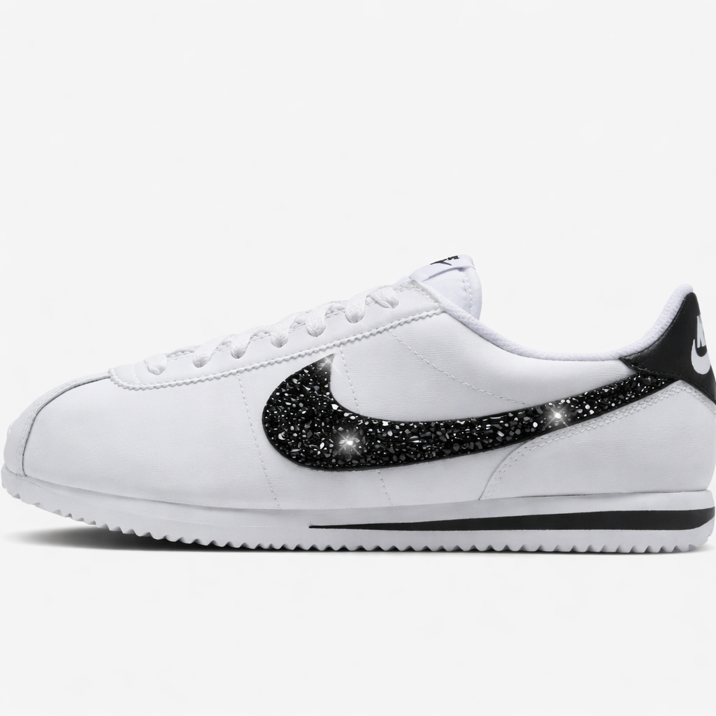 STRAZ Custom Nike Cortez – Black on White